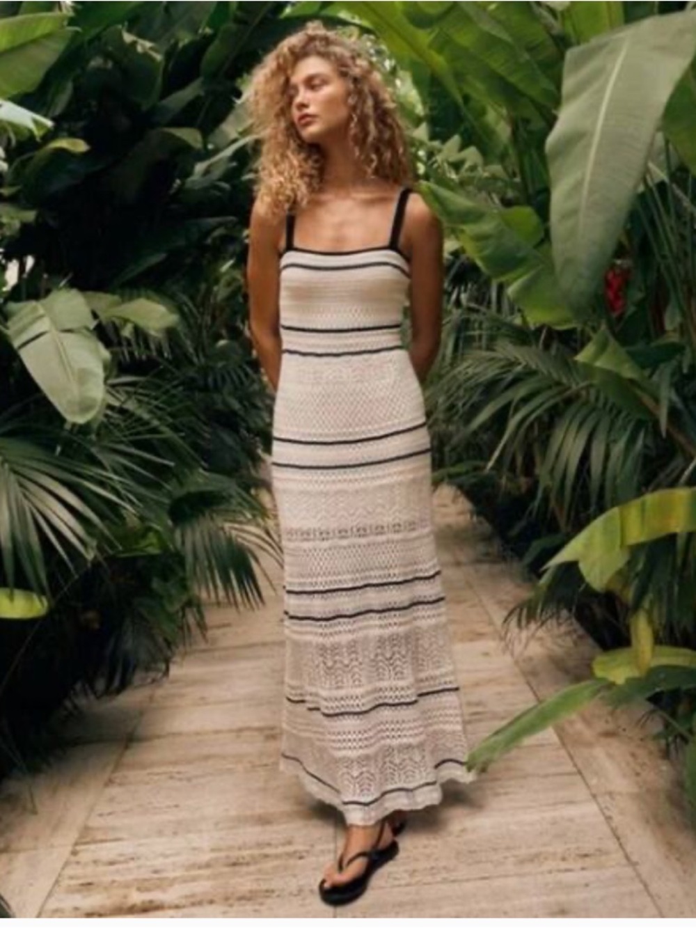 Abercrombie & Fitch Crochet Boho Cream Maxi Dress Size Small